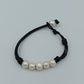 Vintage Lederarmband mit Perlen schlicht elegant