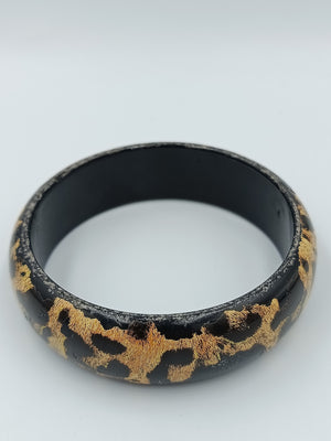 Vintage Armreif in Schwarz Gold breites Statement-Armband