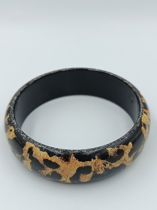 Vintage Armreif in Schwarz Gold breites Statement-Armband