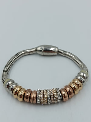 Modernes Charm Armband Silber Roségold mit Strass elegant stilvoll