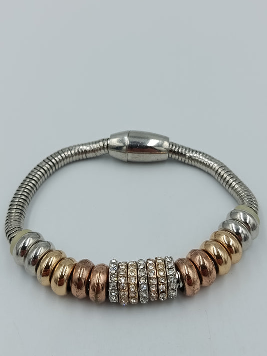 Modernes Charm Armband Silber Roségold mit Strass elegant stilvoll