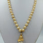 Vintage Perlenkette mit Barockperlen Anhänger cremegoldfarben