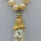 Vintage Perlenkette mit Barockperlen Anhänger cremegoldfarben