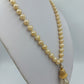 Vintage Perlenkette mit Barockperlen Anhänger cremegoldfarben