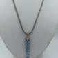 Lange Halskette mit Strass Anhänger blau silberfarben elegant