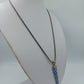 Lange Halskette mit Strass Anhänger blau silberfarben elegant