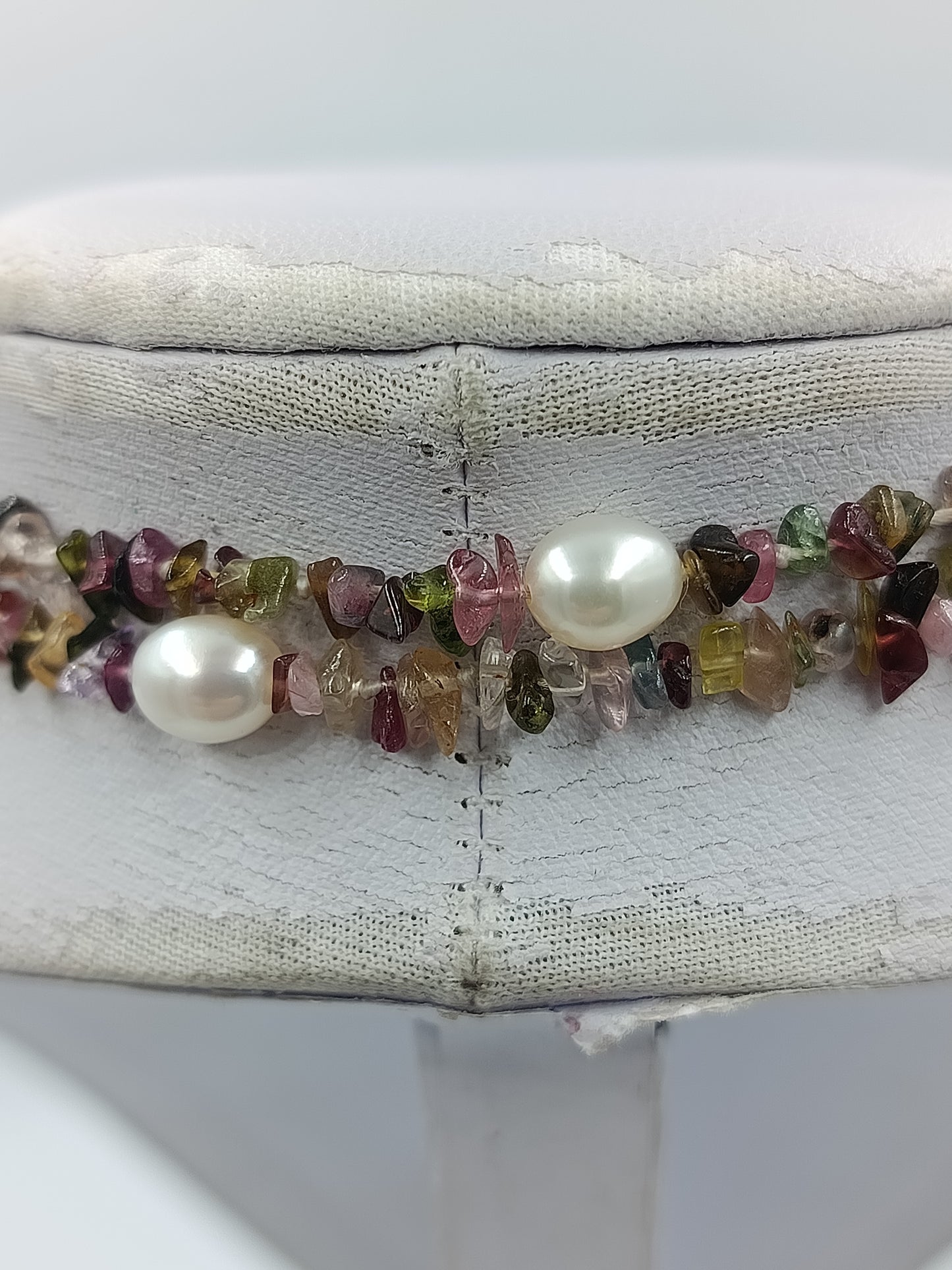 Multicolor Turmalin Kette mit Perlen elegant natürlich