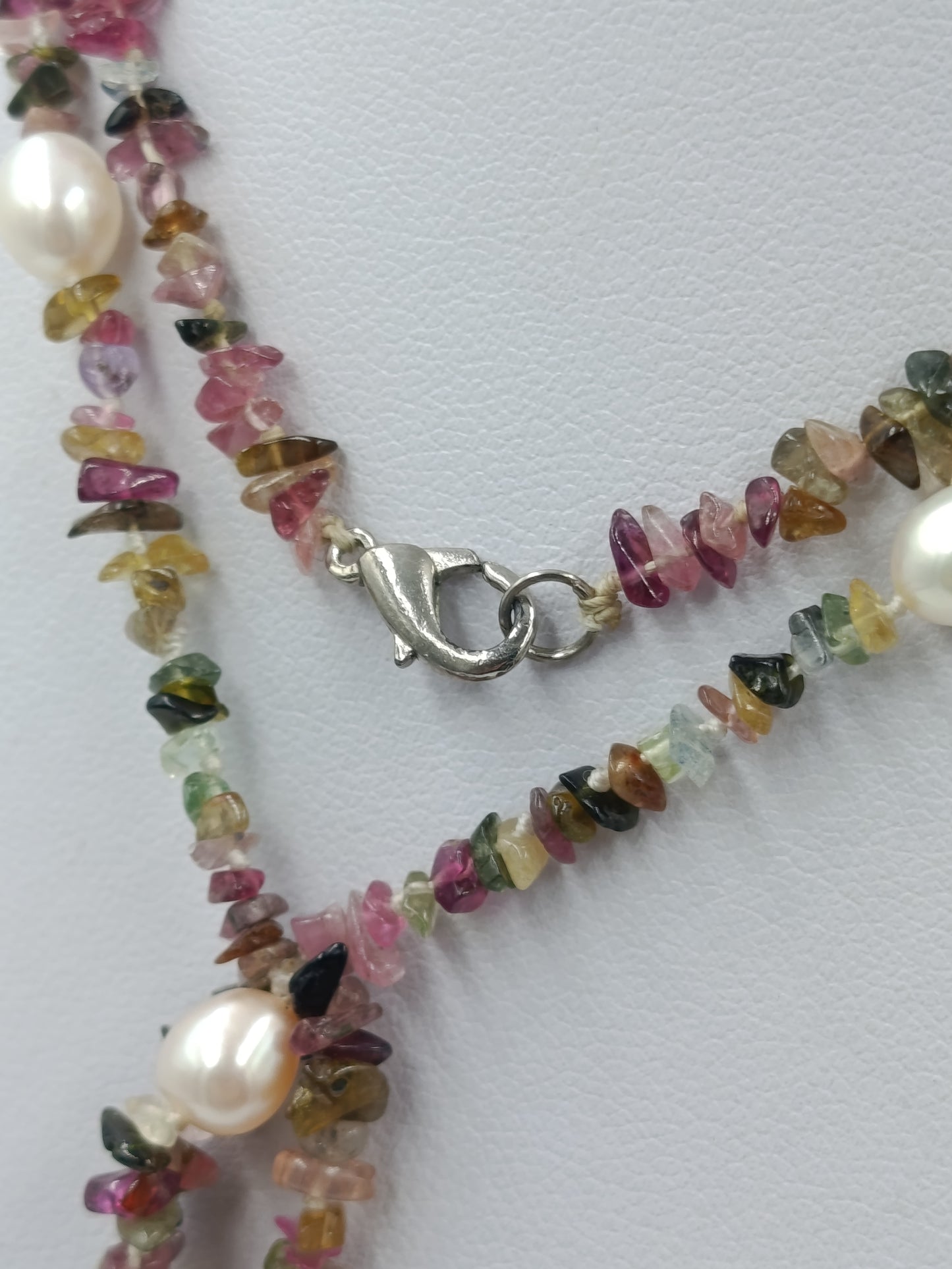 Multicolor Turmalin Kette mit Perlen elegant natürlich