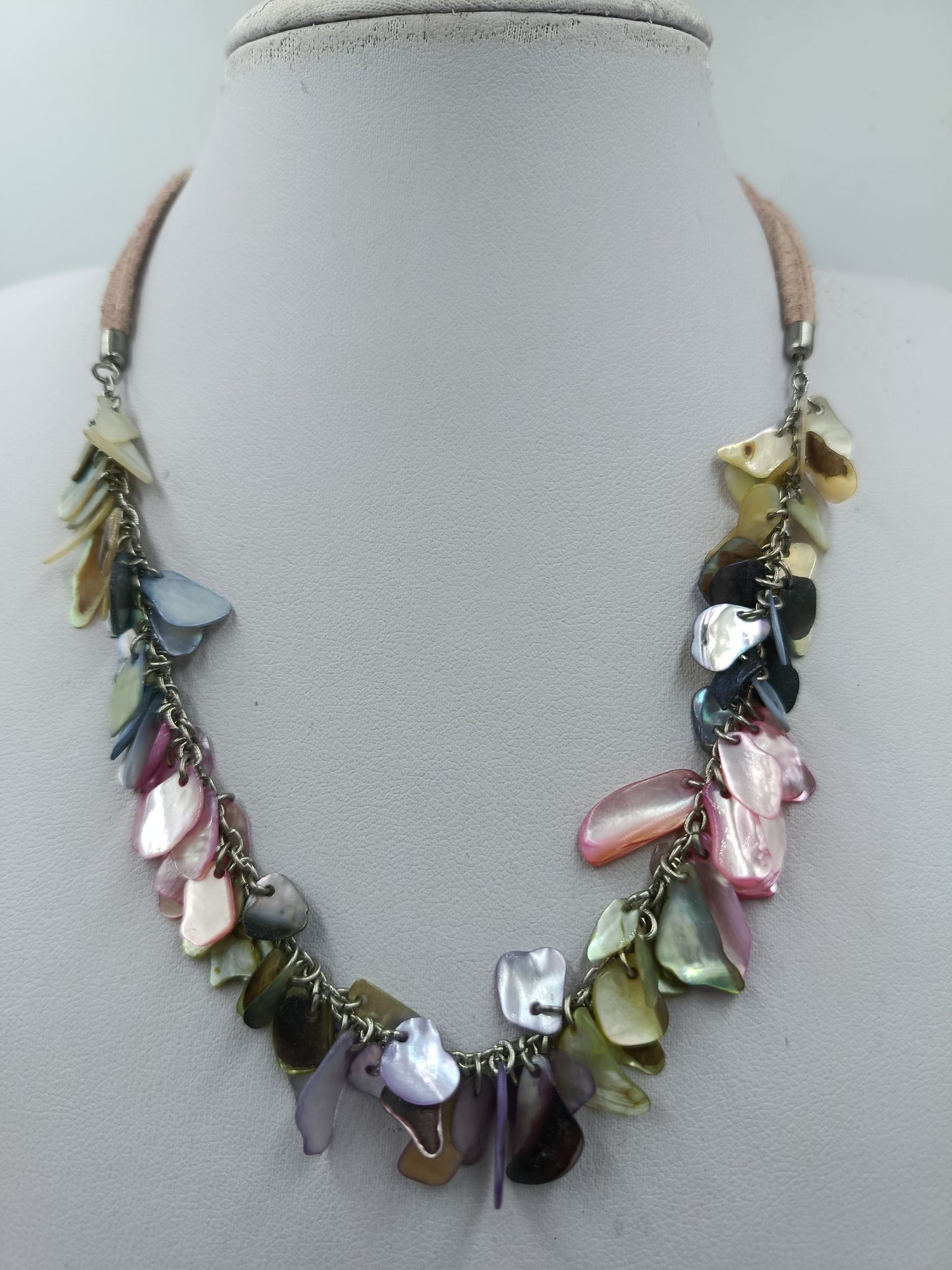 Schöne Vintage Perlmutt Kette bunt verspielt elegant