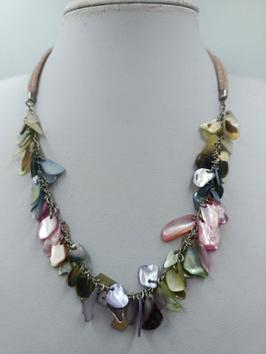 Schöne Vintage Perlmutt Kette bunt verspielt elegant
