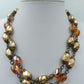 Auffällige Vintage Perlenkette gold  irisierend Statement Kette