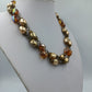 Auffällige Vintage Perlenkette gold  irisierend Statement Kette