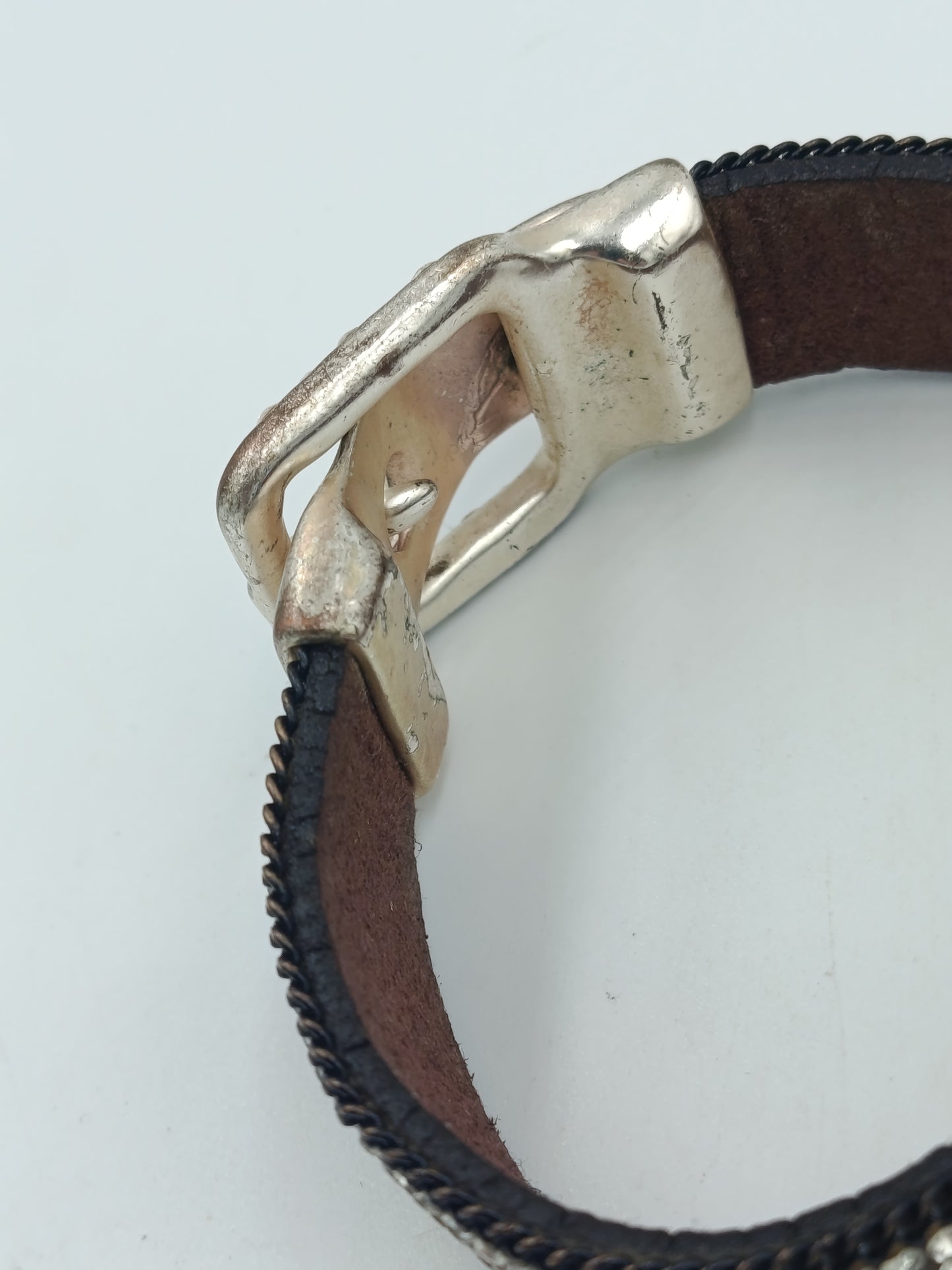 Lederarmband mit Strass Schnallen-Design – 20,5 cm