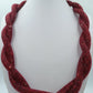 Statement Kette Rot Glitzer – gedrehte Mesh-Kette auffällige modern