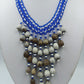 Statement Kette Blau Weiß – Ethno / Boho Stil mit Perlen Fransen