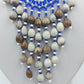 Statement Kette Blau Weiß – Ethno / Boho Stil mit Perlen Fransen
