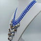 Statement Kette Blau Weiß – Ethno / Boho Stil mit Perlen Fransen