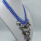 Statement Kette Blau Weiß – Ethno / Boho Stil mit Perlen Fransen