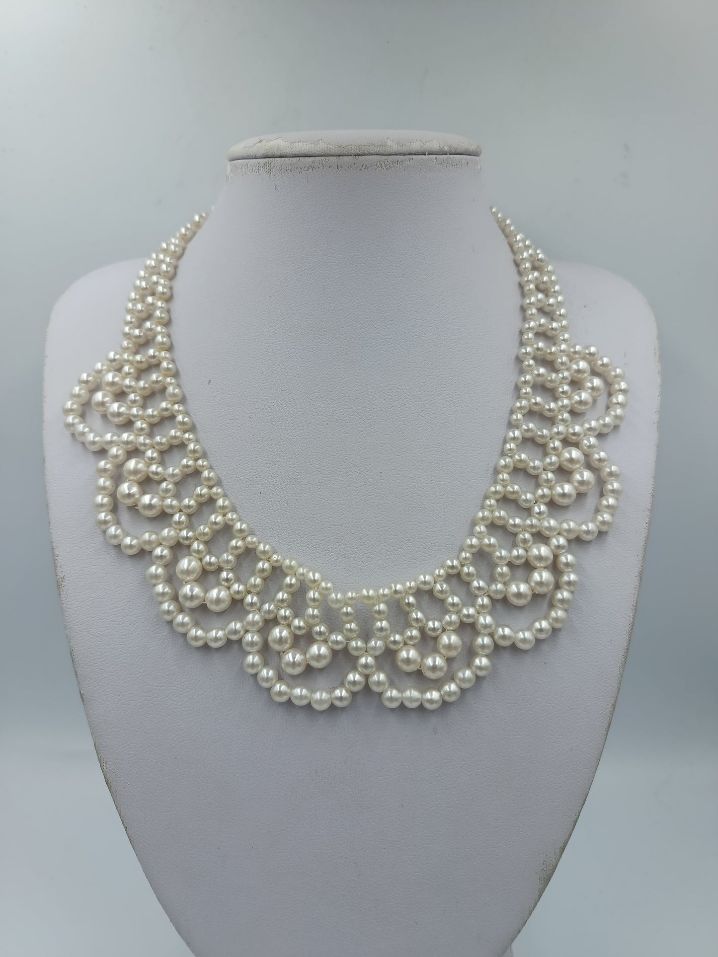 Statement Perlenkette mehrreihig – elegant, Vintage Stil, 40 cm