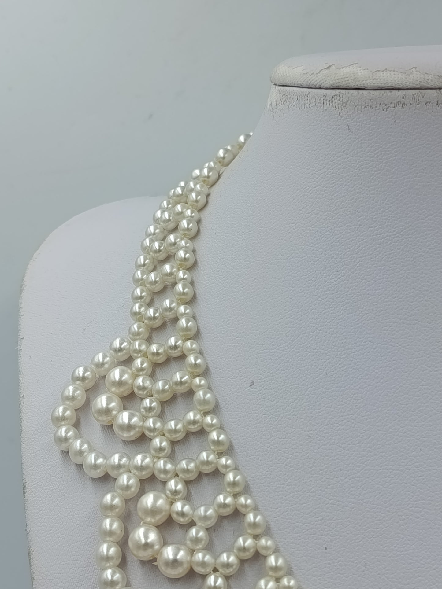 Statement Perlenkette mehrreihig – elegant, Vintage Stil, 40 cm