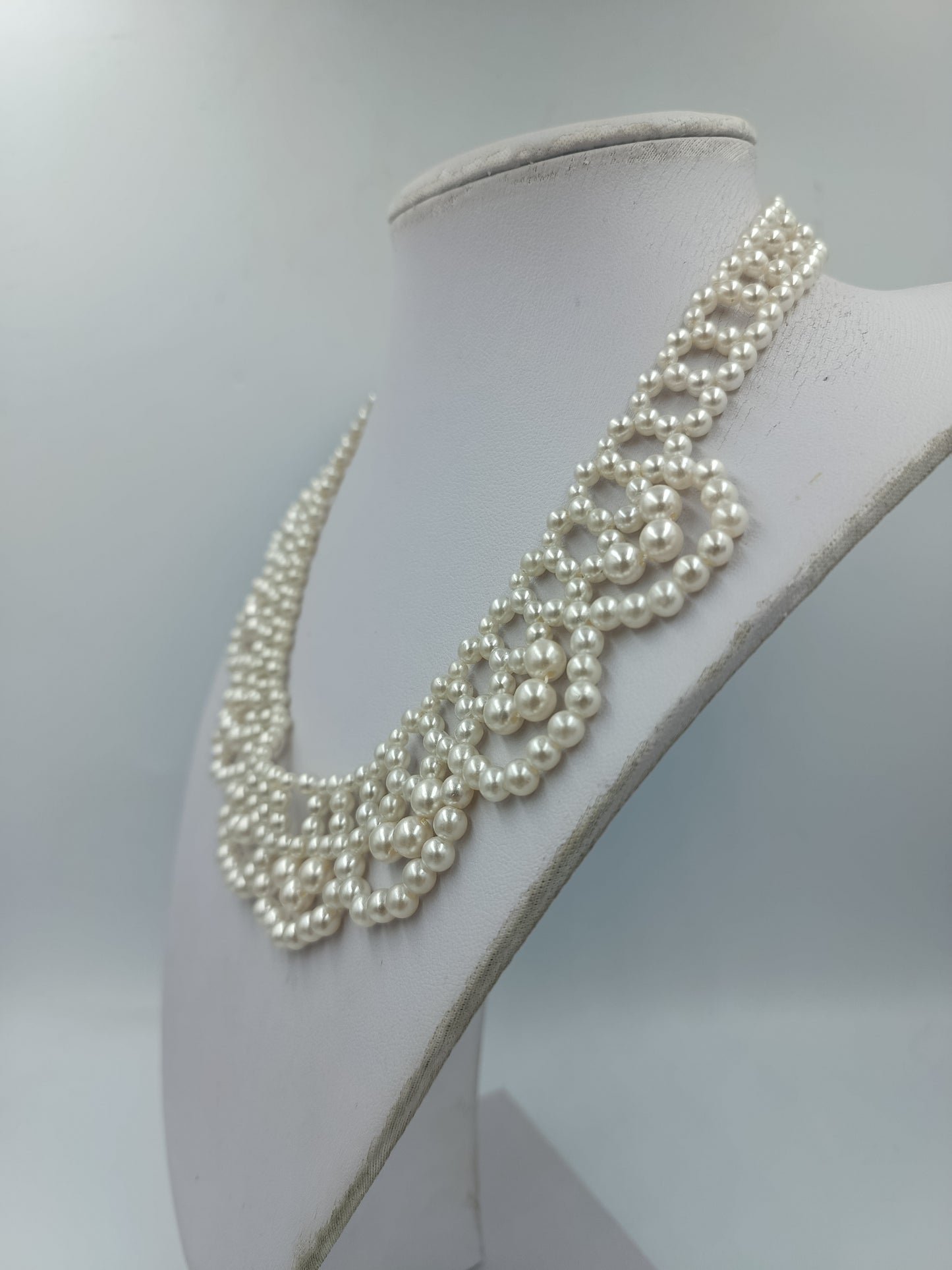 Statement Perlenkette mehrreihig – elegant, Vintage Stil, 40 cm