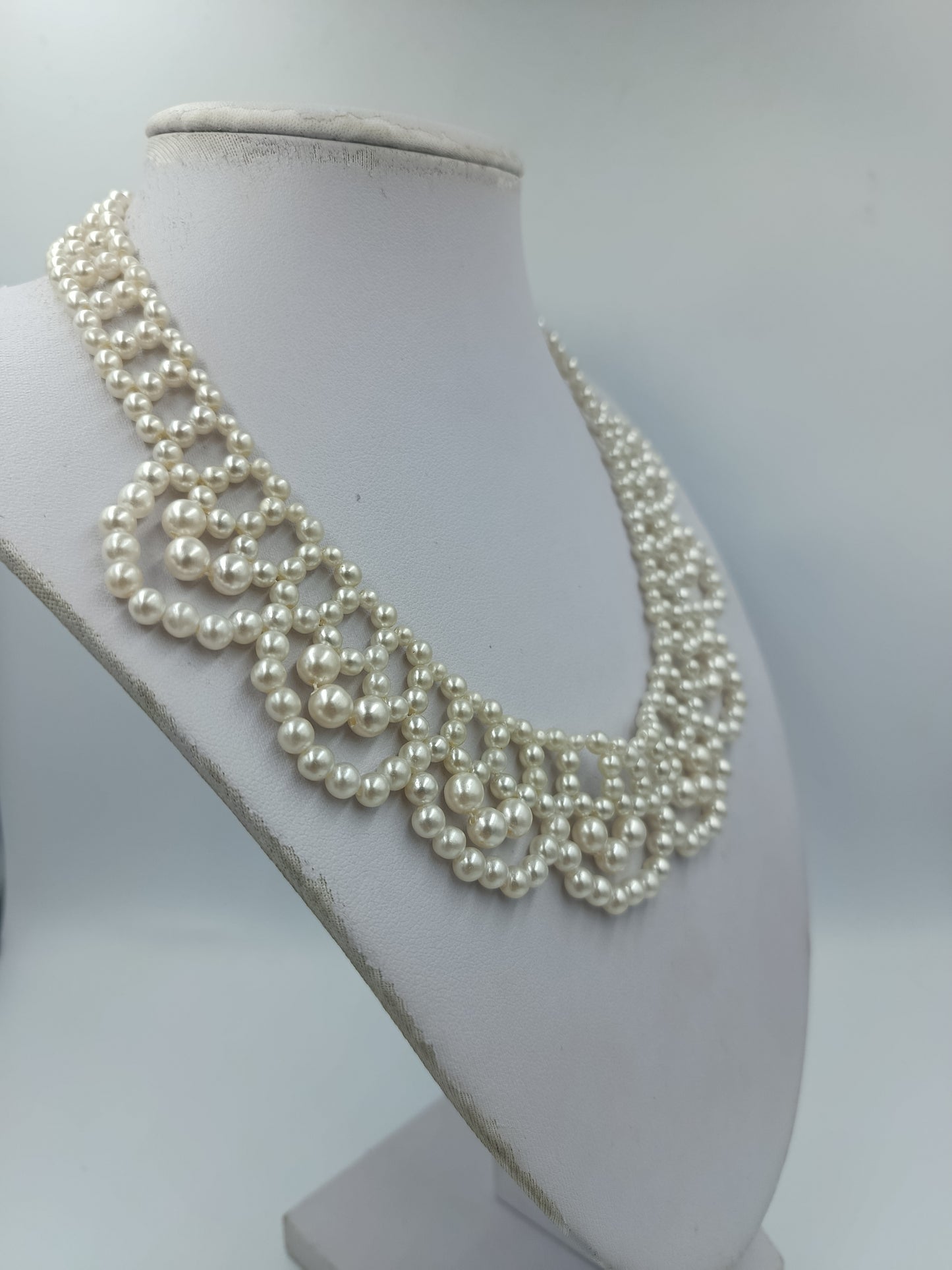 Statement Perlenkette mehrreihig – elegant, Vintage Stil, 40 cm