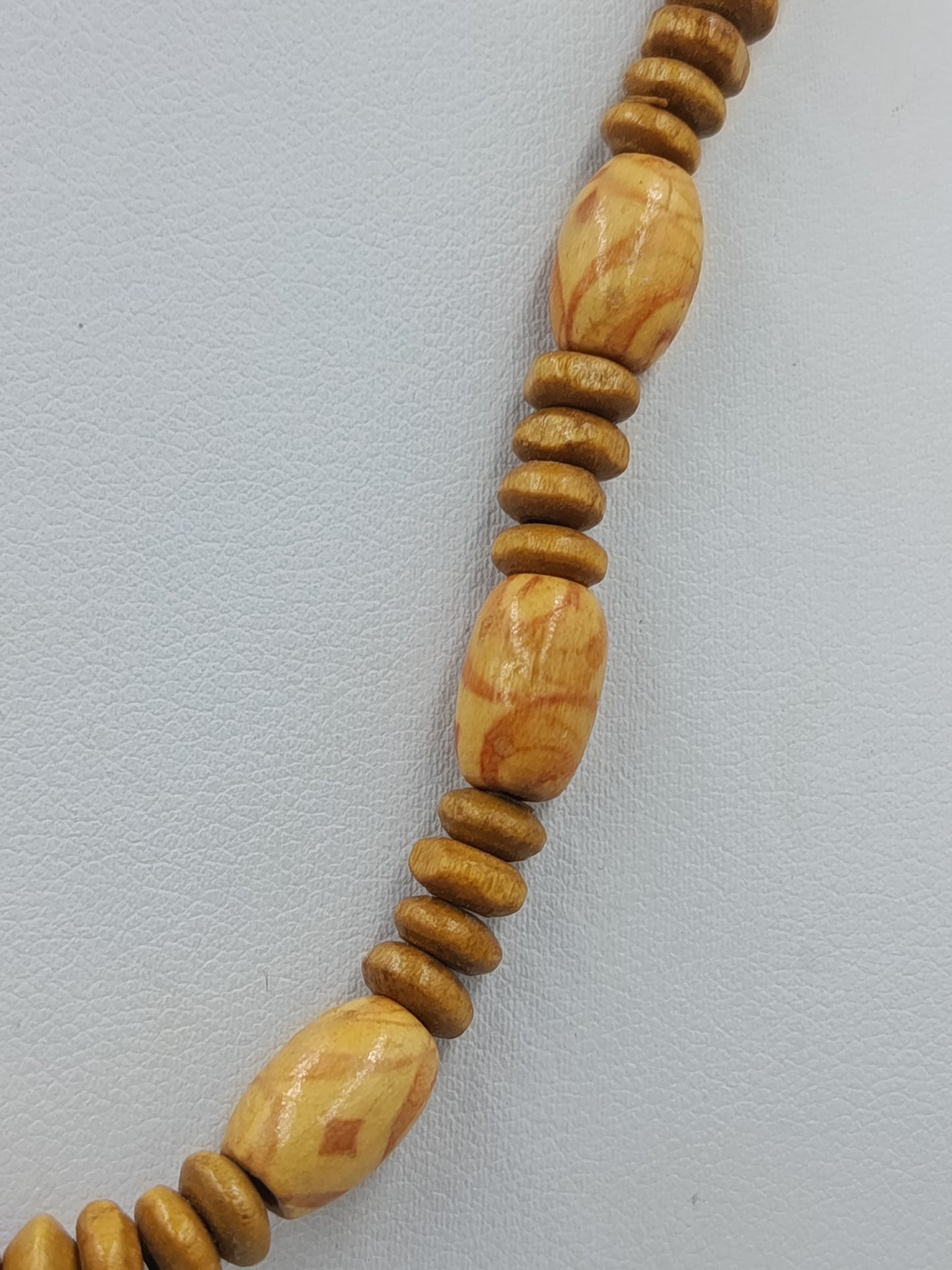 Holzperlen Kette Vintage Naturlook 45 cm leicht  schlicht