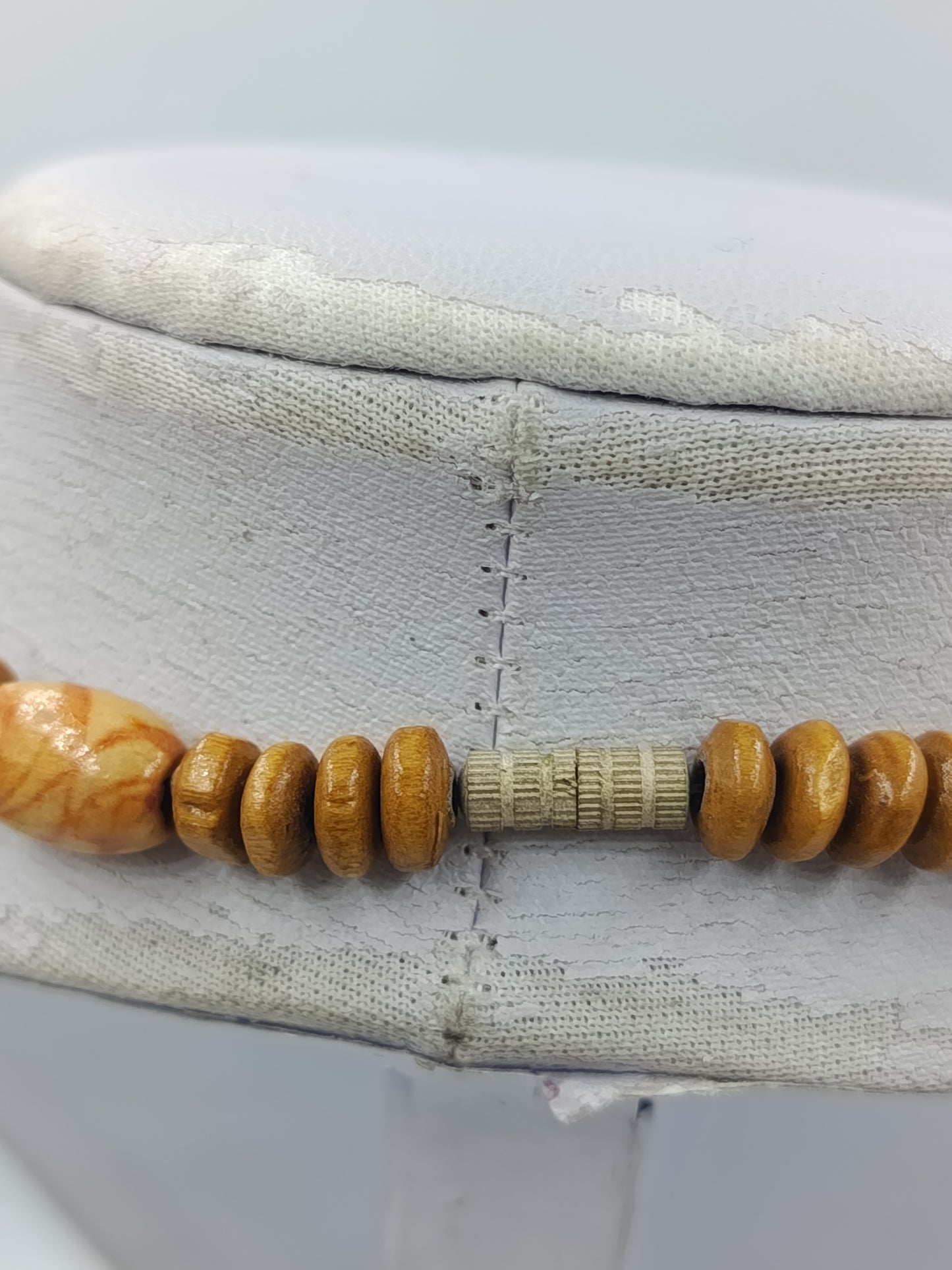 Holzperlen Kette Vintage Naturlook 45 cm leicht  schlicht