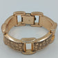 Massives Vintage Armband goldfarben – breites Gliederarmband mit Muster