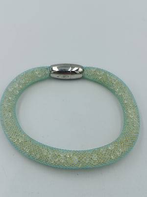 Modernes Glitzer Armband türkis – Mesh Schlaucharmband mit Magnetverschluss