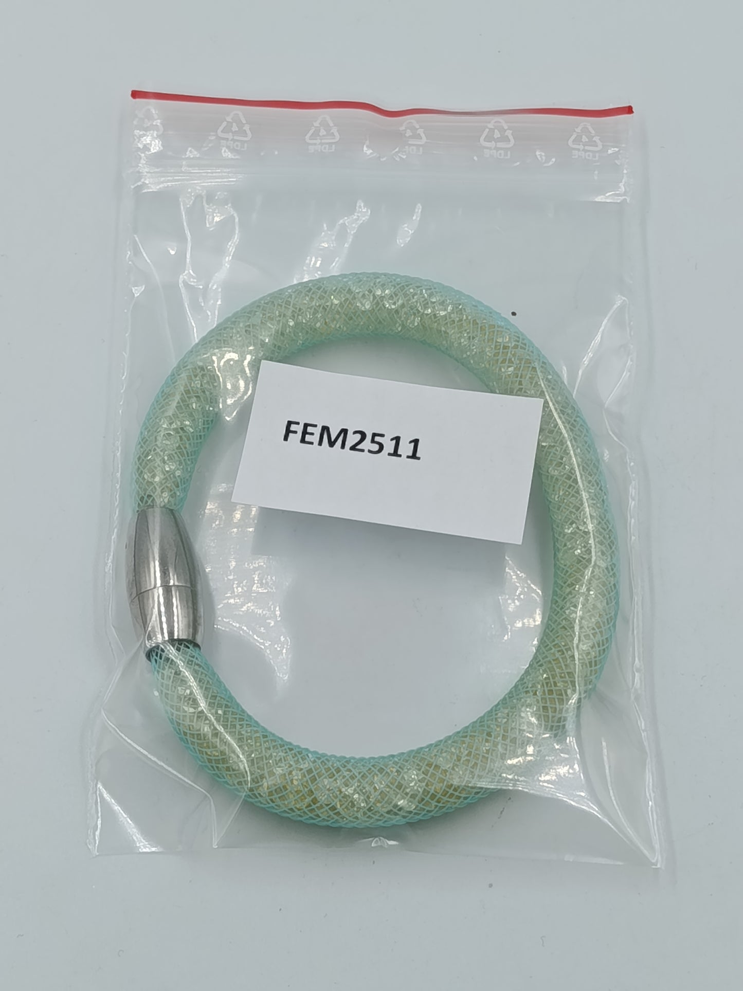 Modernes Glitzer Armband türkis – Mesh Schlaucharmband mit Magnetverschluss