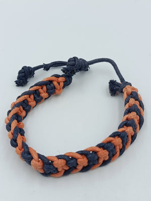 Geflochtenes Armband schwarz orange – verstellbar, lässiger Stil