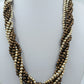 Mehrreihige Perlenkette braun gold – gedreht, Statement Kette, 48 cm