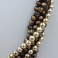 Mehrreihige Perlenkette braun gold – gedreht, Statement Kette, 48 cm