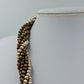 Mehrreihige Perlenkette braun gold – gedreht, Statement Kette, 48 cm