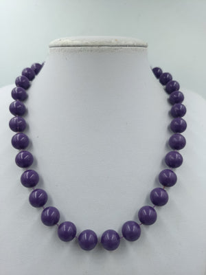 Perlenkette lila – klassische Kugelkette, 42 cm, Modeschmuck