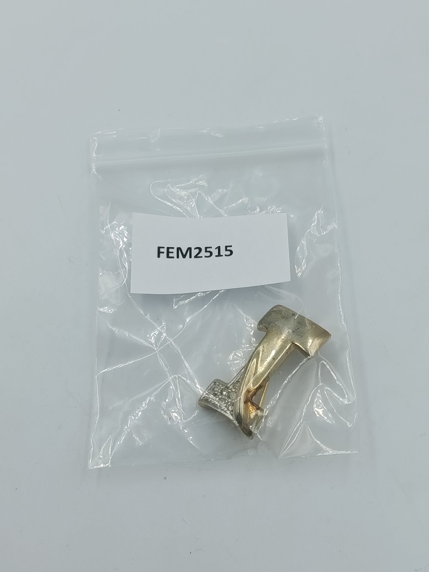 Brosche Buchstabe I – goldfarben mit Strass, Vintage Stil