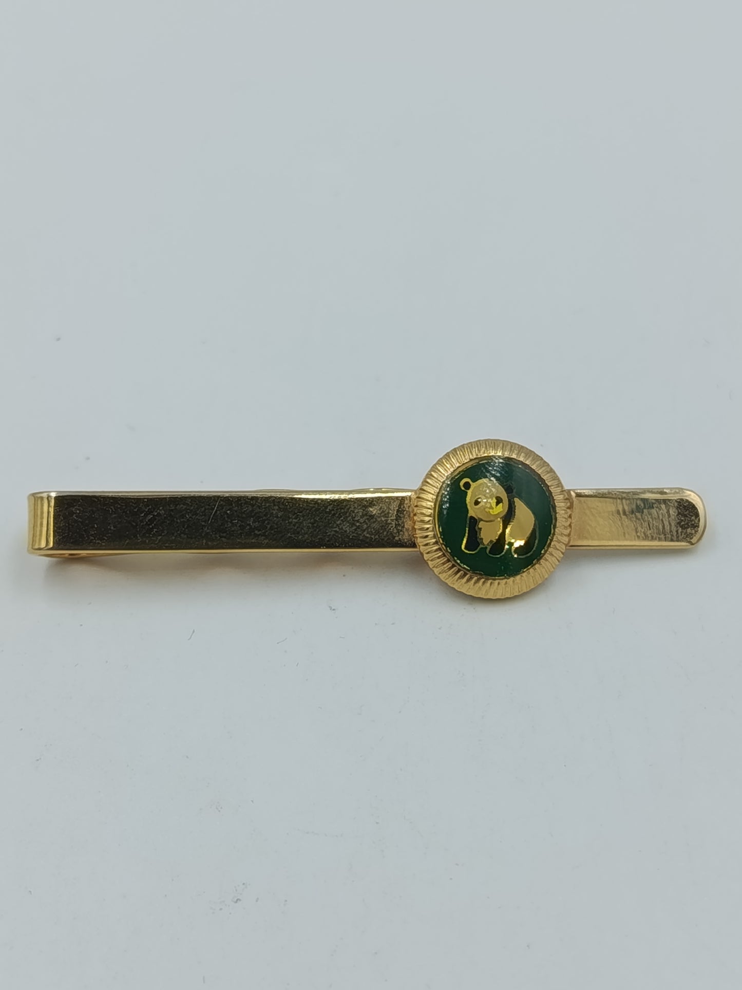 Krawattenklammer Panda – goldfarben mit Emaille, Vintage