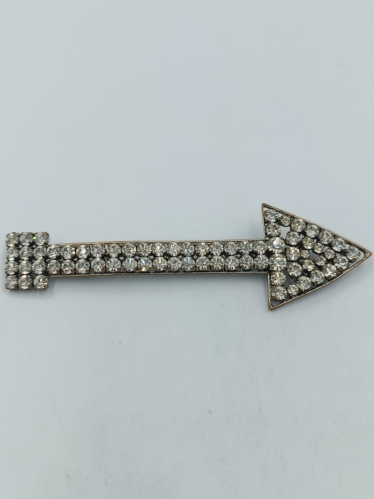 Auffällige Brosche Pfeil mit Strass – silberfarben, Vintage