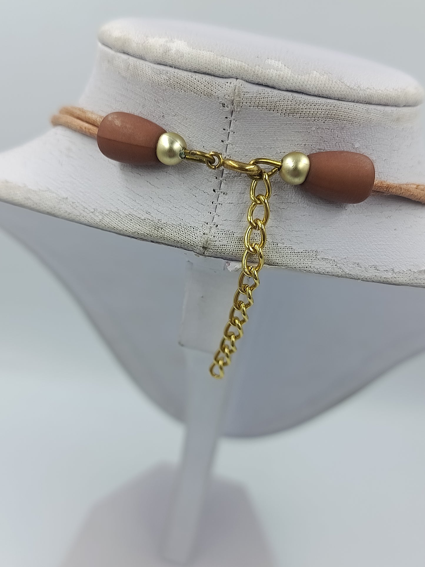 Auffällige Statement Kette im natürlichen Look Scheibenperlen, Vintage