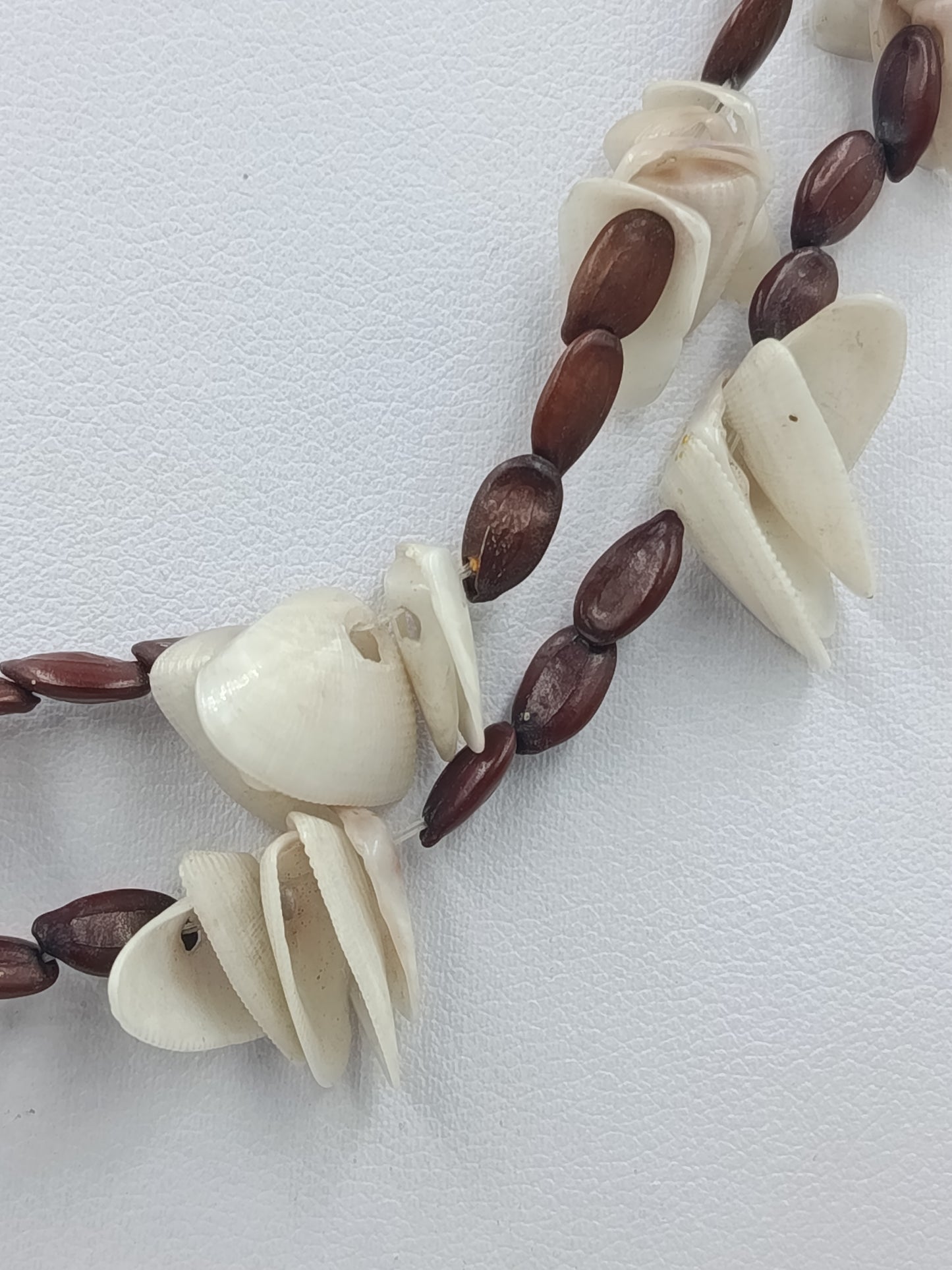 Doppelte Naturkette Muscheloptik – Braun  Creme, Vintage