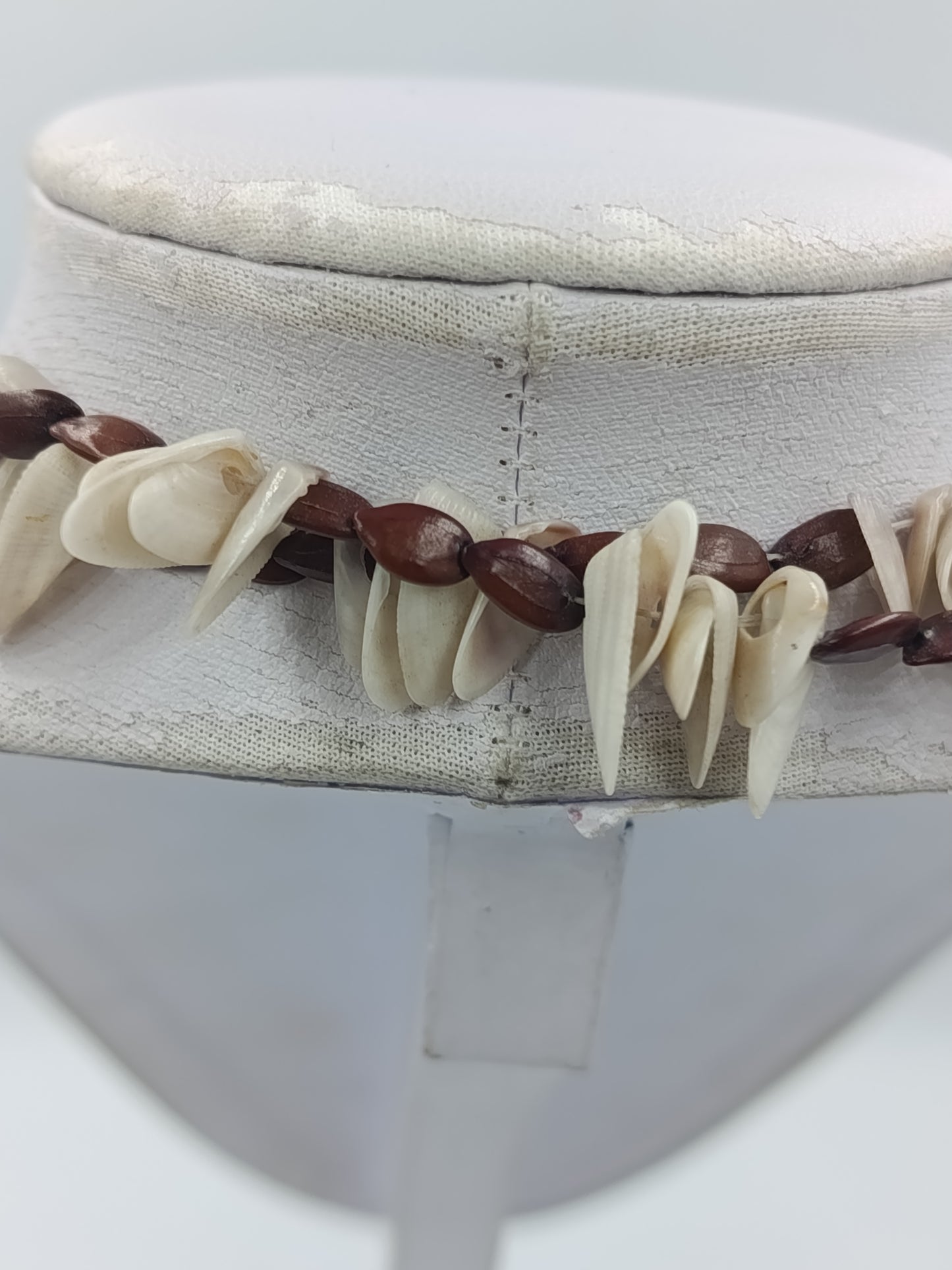 Doppelte Naturkette Muscheloptik – Braun  Creme, Vintage