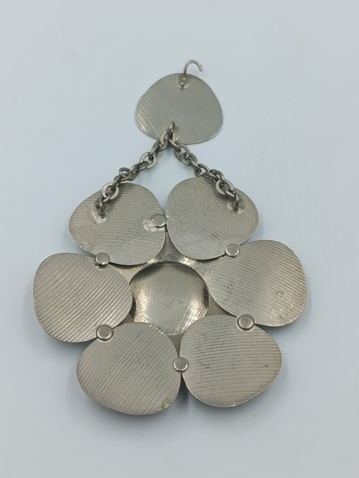 Großer Vintage Anhänger Blumenform Silberoptik – Statement Schmuck