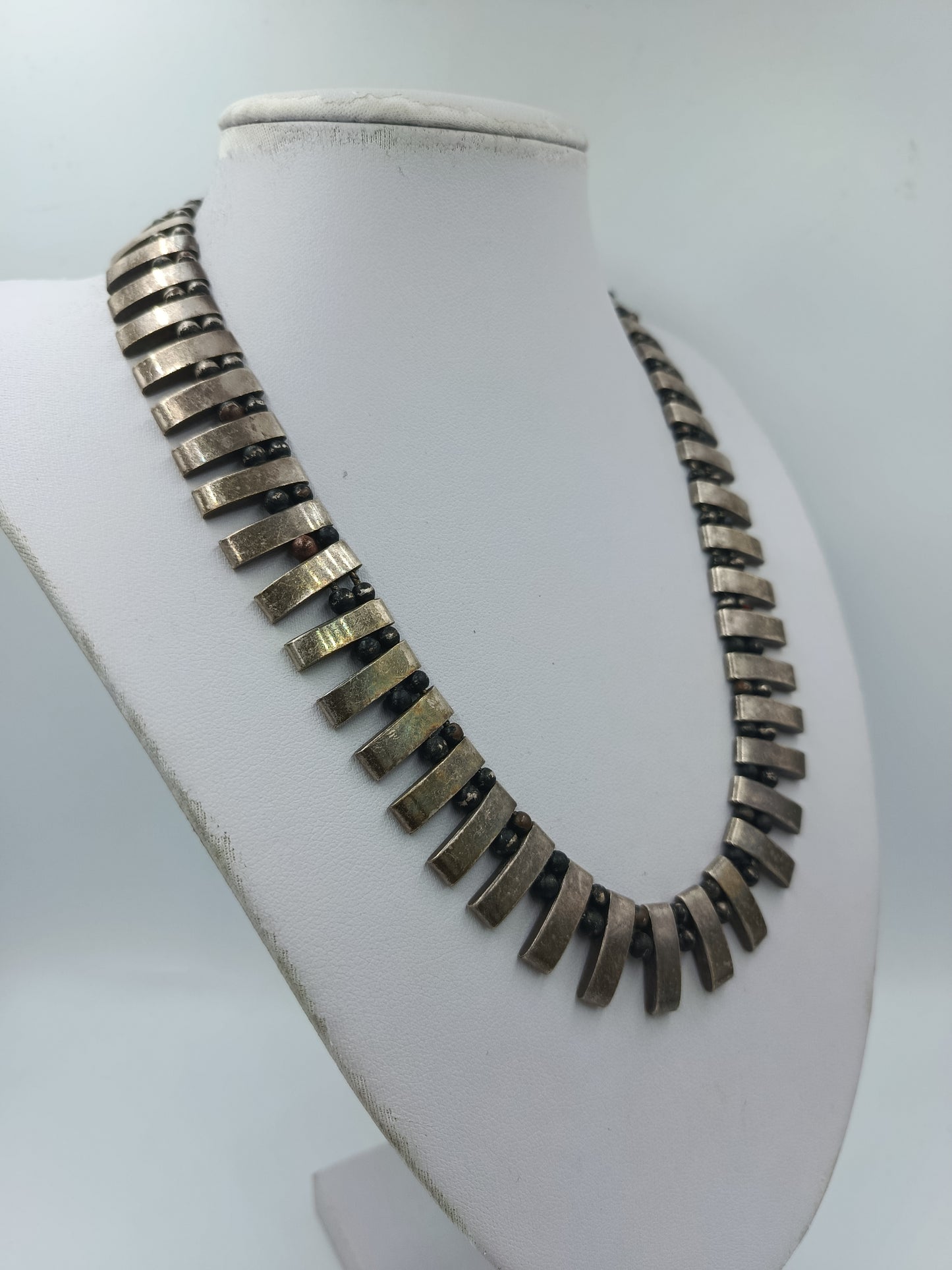 Vintage Statement Kette Metall Perlenoptik – Ethno Design massiv