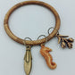 Vintage Armreif mit Anhängern Seepferdchen Blatt – Boho Sommer Schmuck
