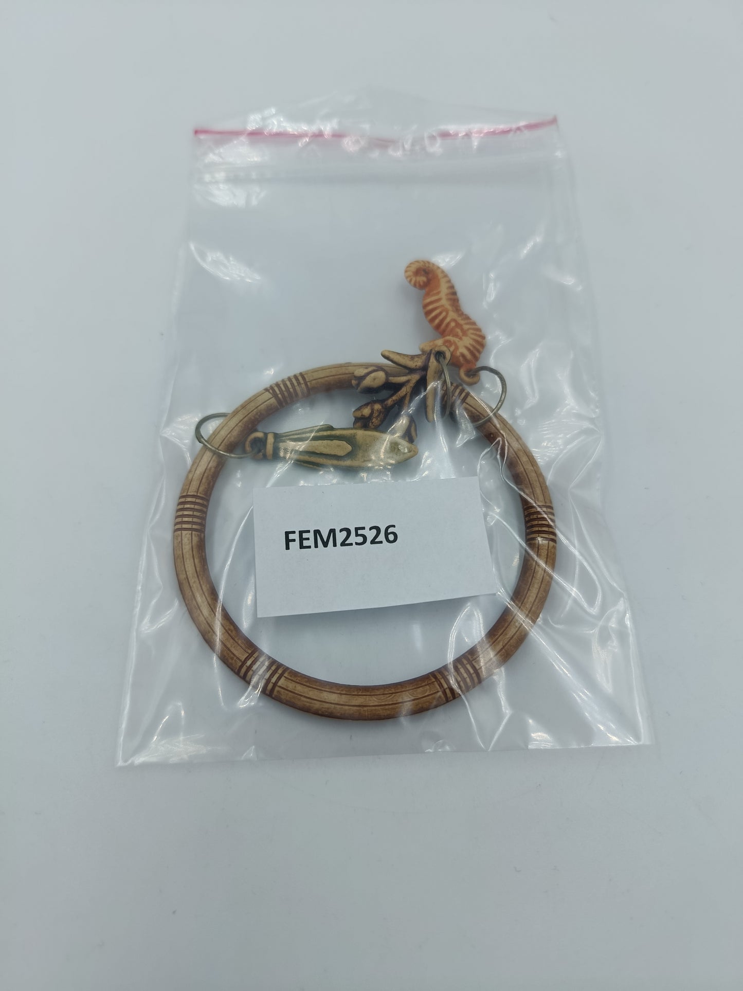 Vintage Armreif mit Anhängern Seepferdchen Blatt – Boho Sommer Schmuck