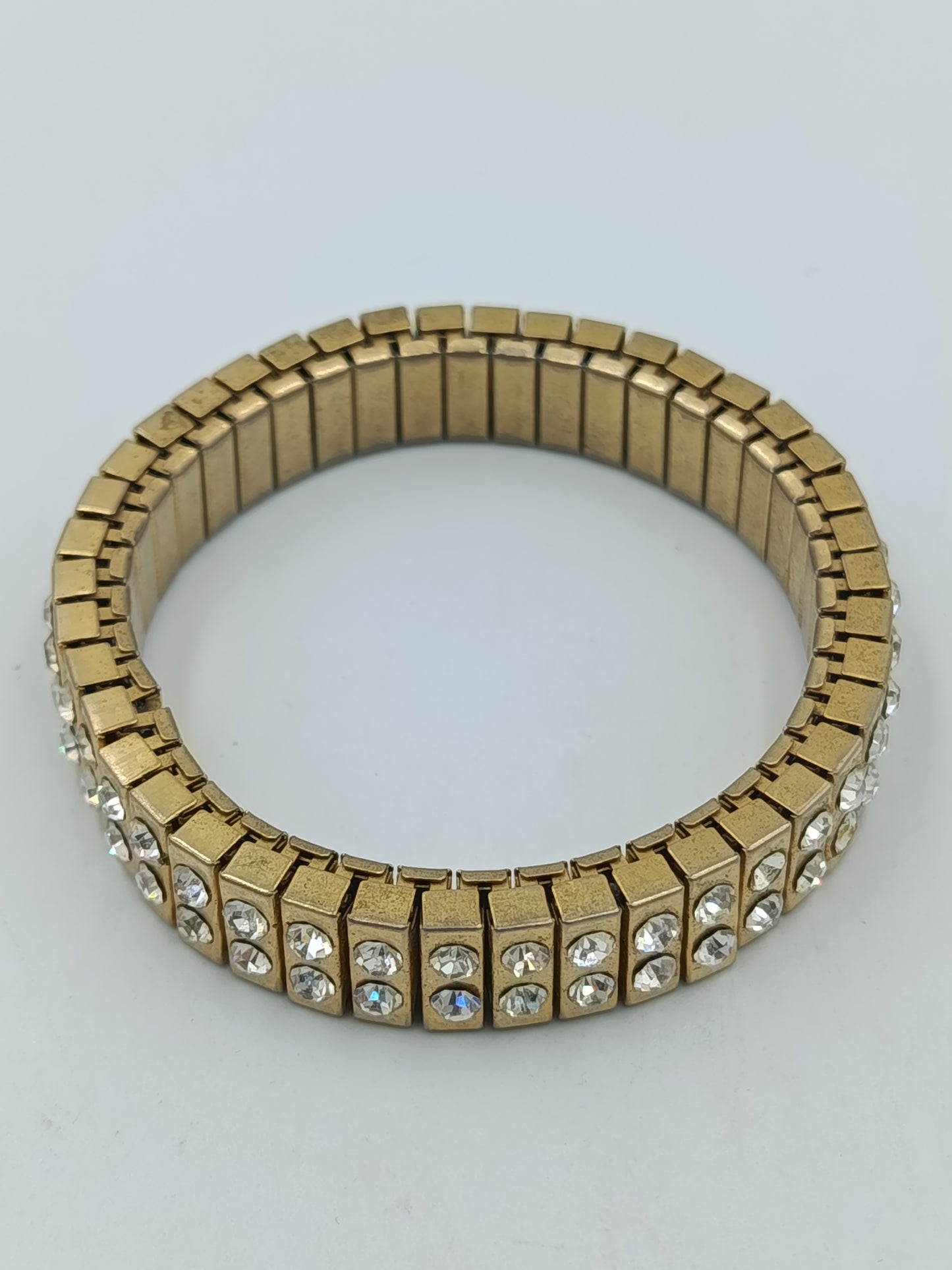 Vintage Strass Armband elastisch – Goldfarben mit funkelnden Steinen