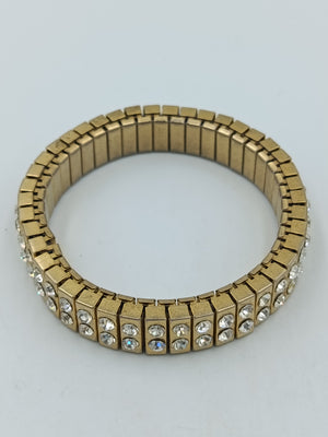 Vintage Strass Armband elastisch – Goldfarben mit funkelnden Steinen