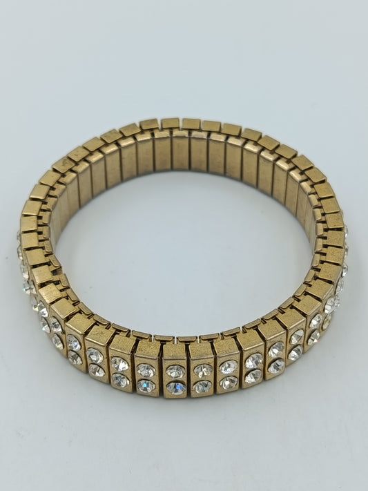 Vintage Strass Armband elastisch – Goldfarben mit funkelnden Steinen