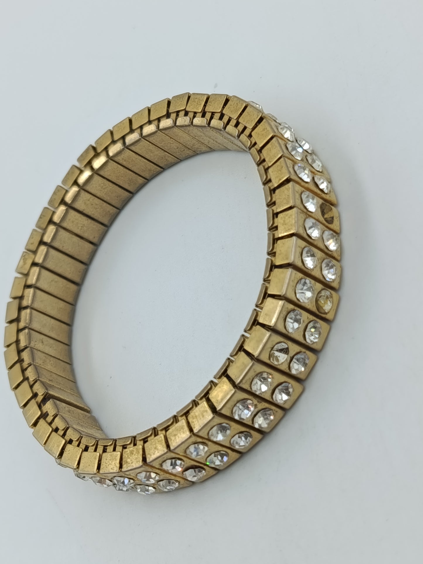 Vintage Strass Armband elastisch – Goldfarben mit funkelnden Steinen